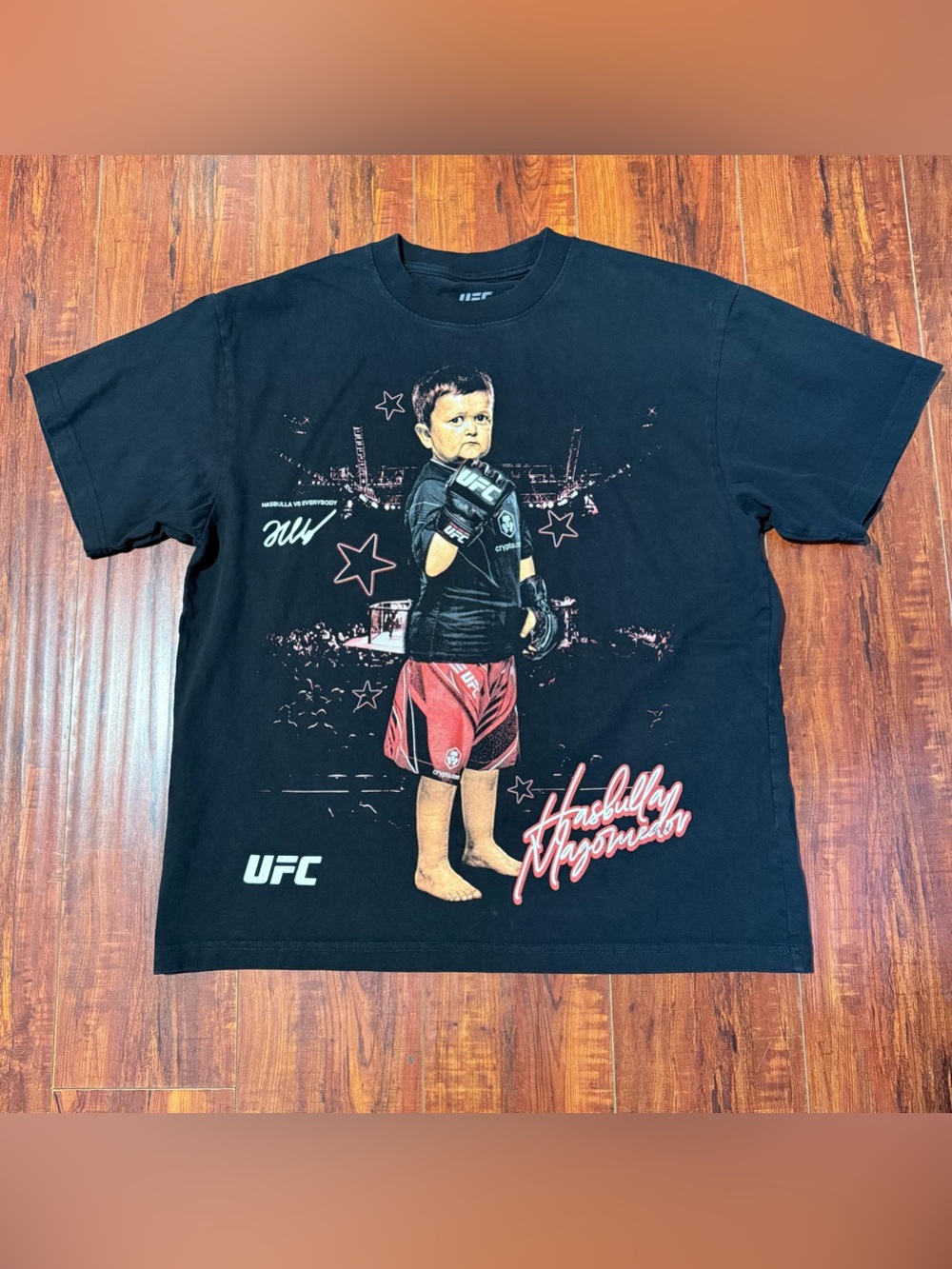 UFC Hasbulla Magomedov Graphic T Shirt Black Mens Sz Medium Preowned Read Info!